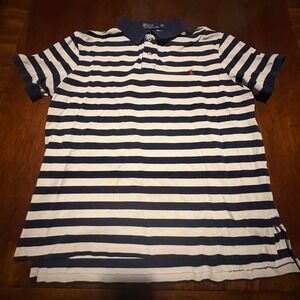 Polo by Ralph Lauren Striped Polo Shirt XL Navy Cream Red Pony Cotton